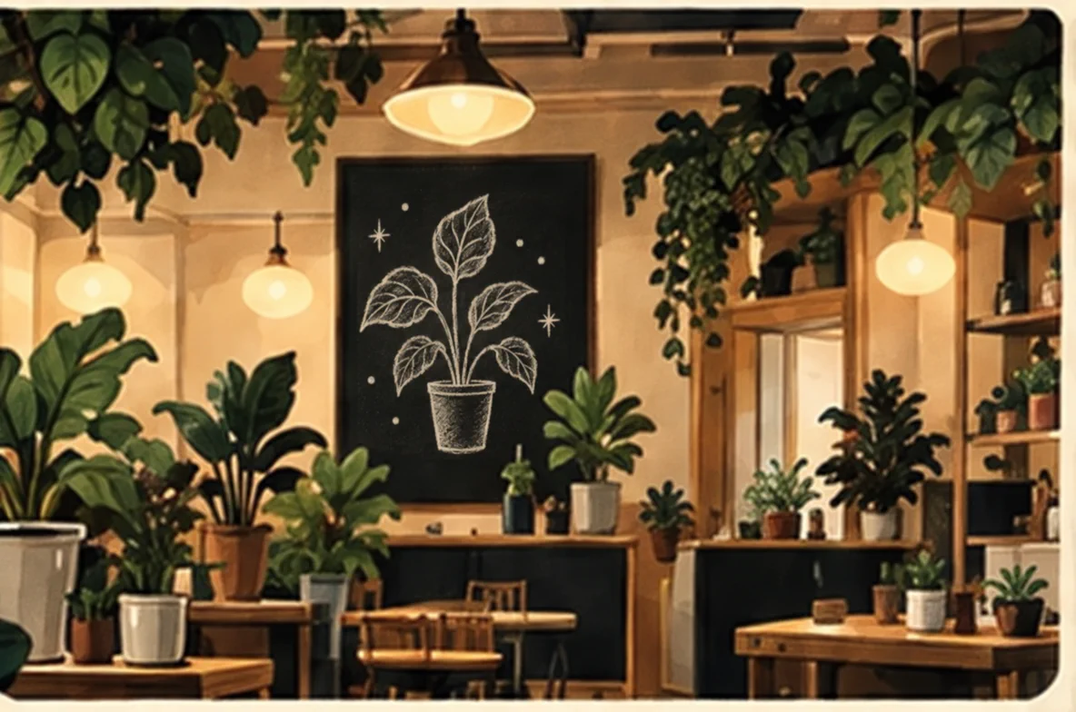 Fictional Leaf Supply Co. website concept preview with a plant shop interior and a structured shopping interface.